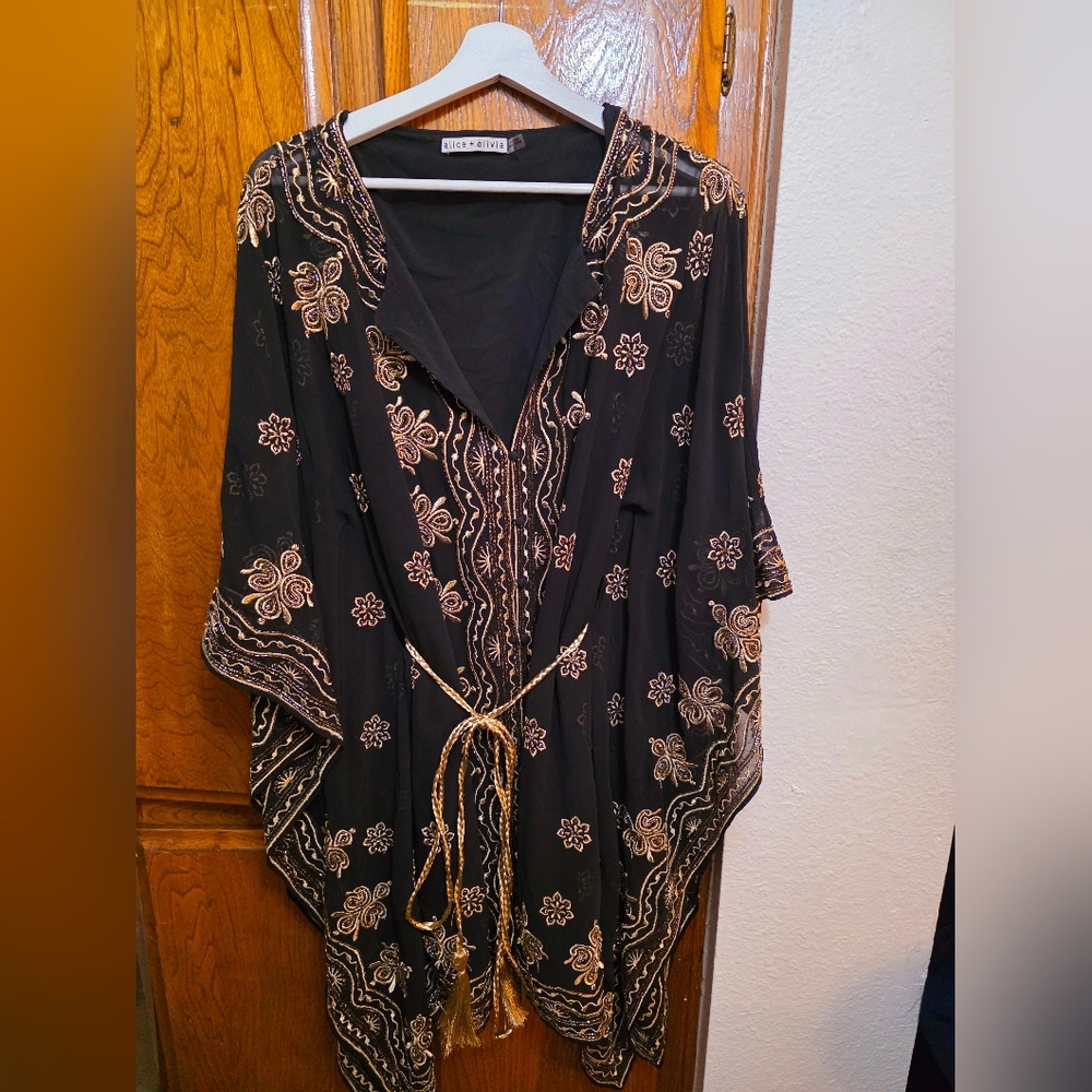 ALICE + OLIVIA Marva Embellished Mini Kaftan Size L - Picture 5 of 10